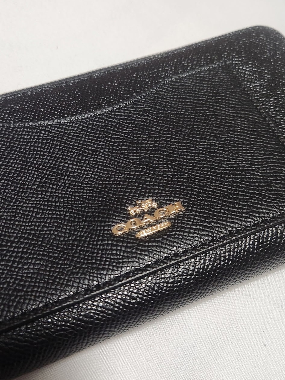 Coach Black Saffiano Leather Wallet with Gold Logo